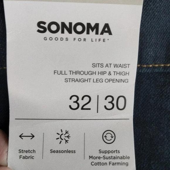 Sonoma Mens 32X30 Dark Wash Regular Every Day Pants NEW - Picture 11 of 14